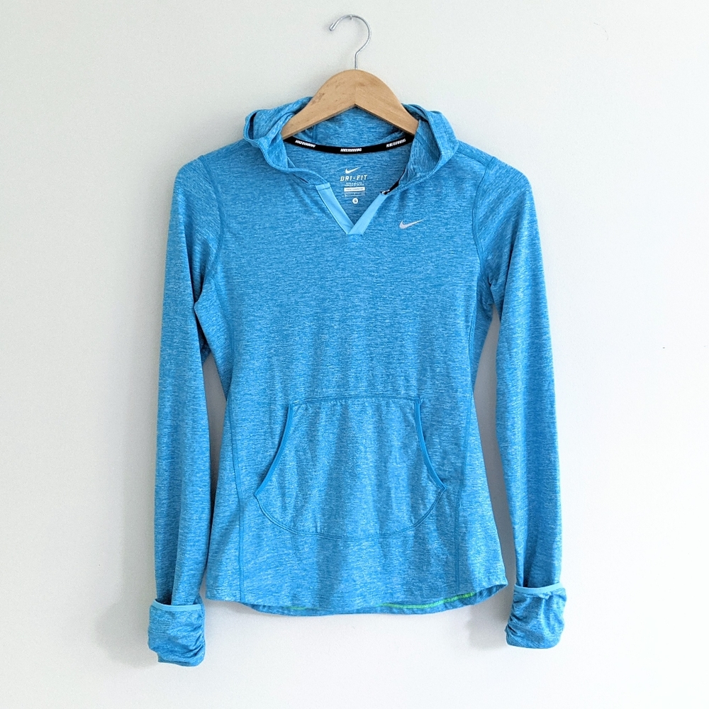 NIKE Blue Marled Dri-Fit Running Hoodie EUC
